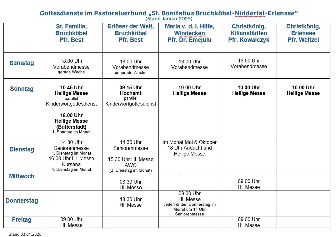 Gottesdienste Pastoralverbund